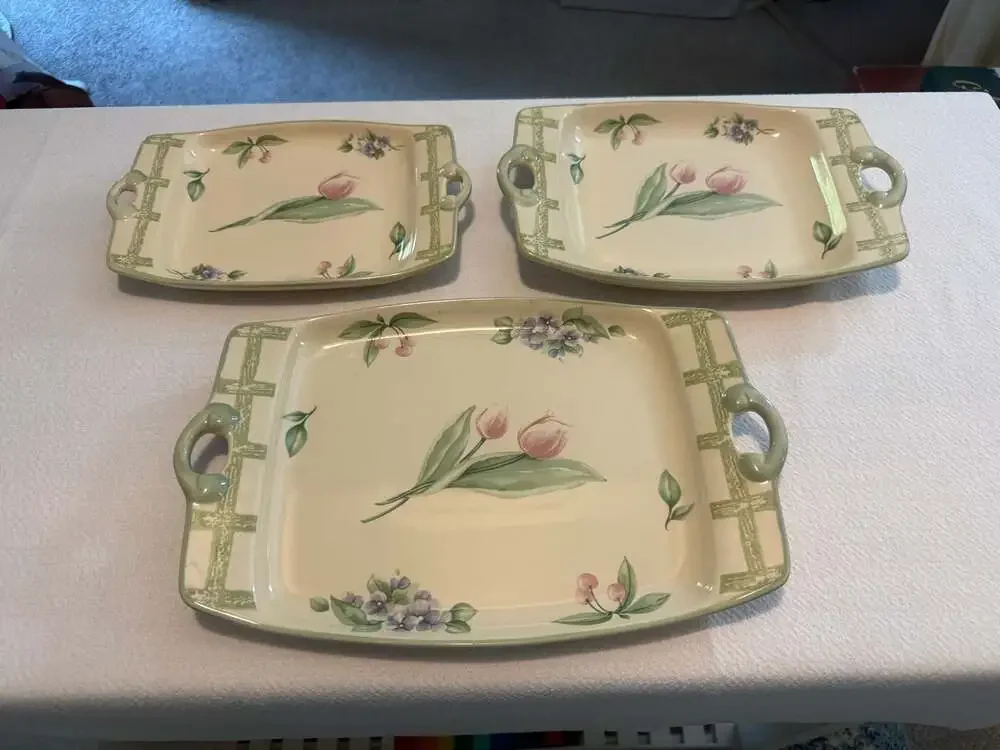 Pfaltzgraff Garden Party Serving Platter and Trays Set